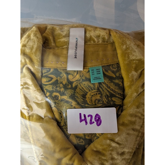 Pilcro Velvet Button Down Top Yellow Boho Anthropologie 22W Festival Lagenlook - Picture 9 of 12